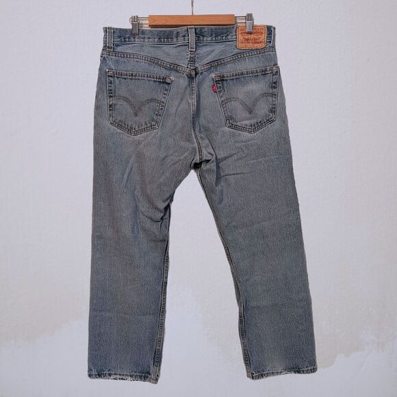 Levis 2000s 505 Regular Fit Light Wash Distressed High Rise Size 14 - Picture 2 of 11